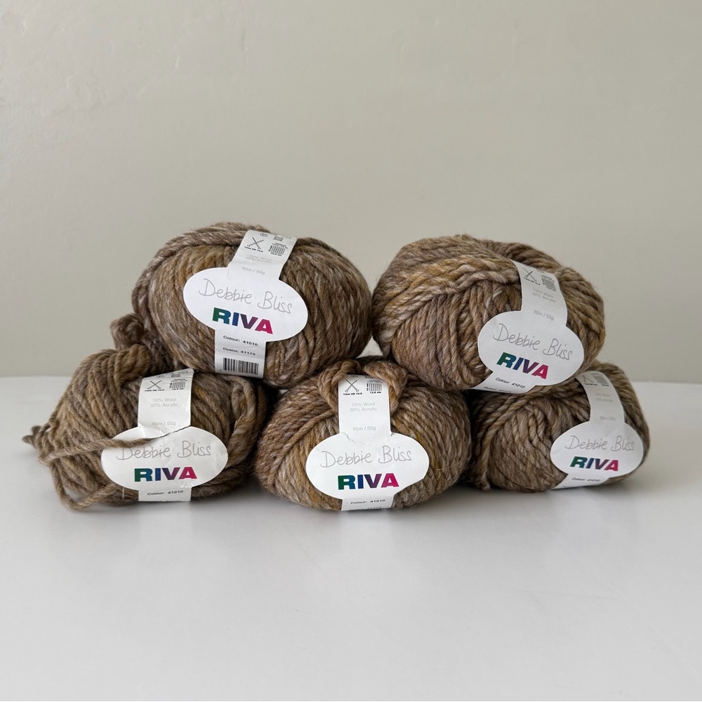 Debbie Bliss Riva Chunky Wool Acrylic Yarn - Tan Brown 5 Skeins Lot